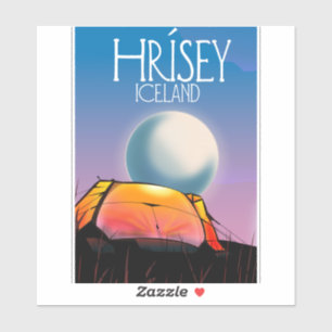 Adesivo Cartaz de camping vintage Hrísey Islândia