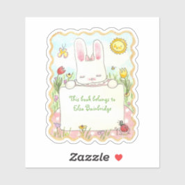 Adesivo Cartaz de coelho rosa retangular