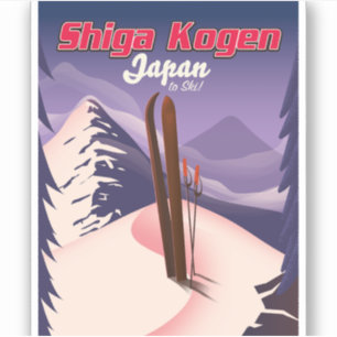 Adesivo cartaz de esqui shiga kogen japão