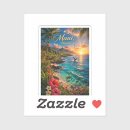 Adesivo Cartaz de Viagem da Costa Tropical do Maui Havaí