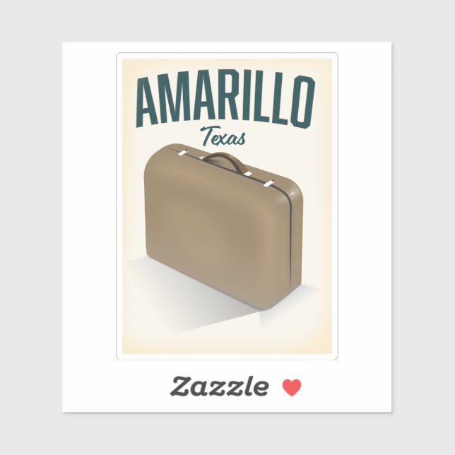 Adesivo cartaz de viagem de Amarillo texas (Folha)