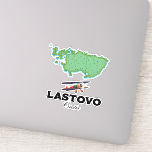 Adesivo Cartaz de viagem do mapa da Croácia Lastovo.