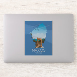 Adesivo Cartaz de viagem grego Mapa de Naxos.