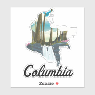 Adesivo cartaz de viagem mapa da Colômbia