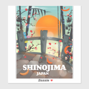 Adesivo cartaz de viagem mapa da Shinojima