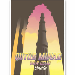 Adesivo Cartaz de viagem Qutub Minar Nova Deli Índia