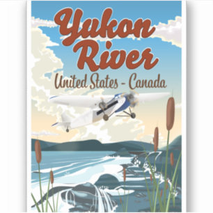 Adesivo cartaz de viagem rio Yukon EUA Canadá