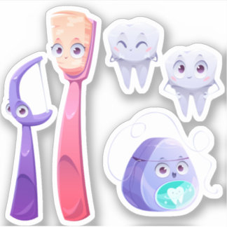 Adesivo Cartões de Caracteres de Higiene Dentista Dental