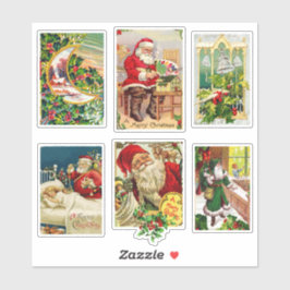 Adesivo Cartões de Natal Festivos Vintage com Papai Noel