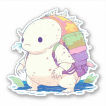Cartoon Axolotl Kawaii de volta à escola