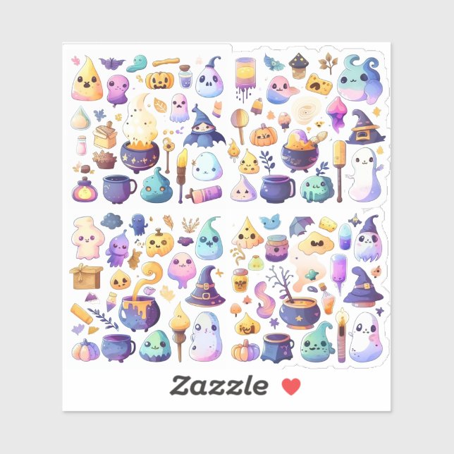 Adesivo Cartoon bonito halloween (Folha)