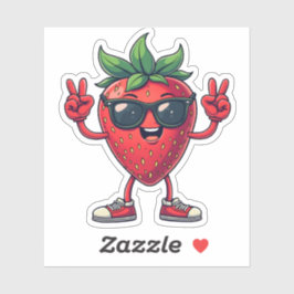 Adesivo Cartoon bonito Morango Divertido Morango com Sungl