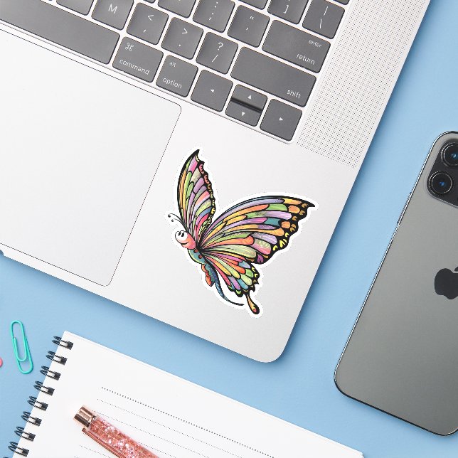 Adesivo Cartoon Butterfly (Notebook com iPhone)