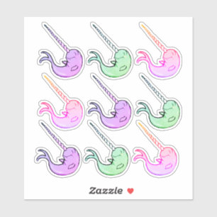 Adesivo Cartoon Colorido Cute Kawaii Narwhal