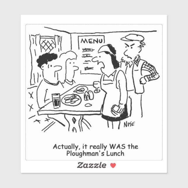 Adesivo Cartoon de almoço do Country Pub Plowman. (Folha)