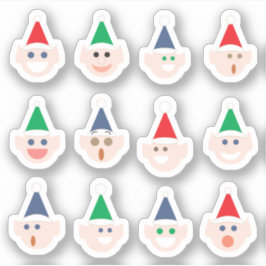 Adesivo Cartoon de Cabeça de papai noel Elf no Natal