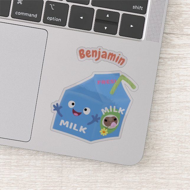 Adesivo Cartoon de cartonagem de leite feliz e bonito (Detalhe)