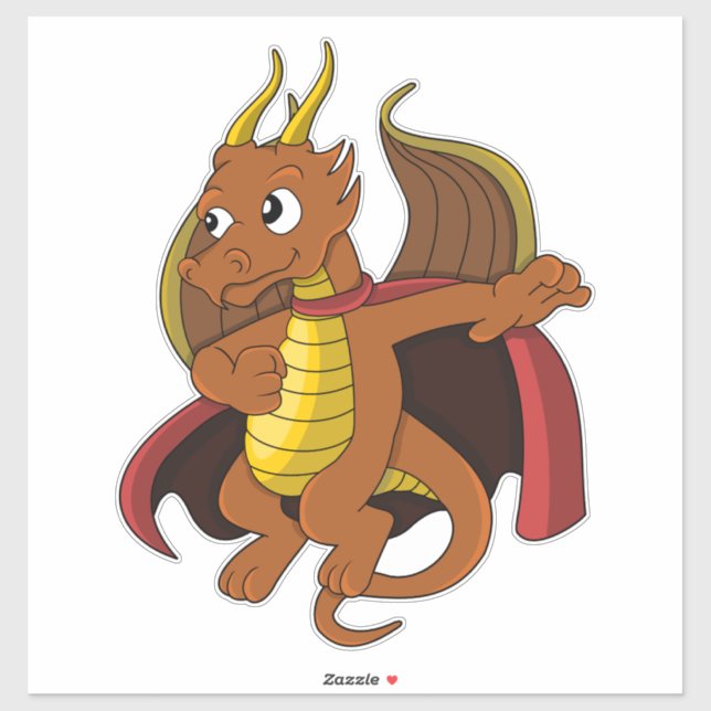 Adesivo Cartoon de Dragão Laranja (Folha)