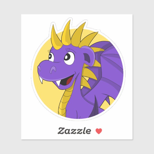 Adesivo Cartoon de dragão roxo Vinheta de corte personaliz (Folha)