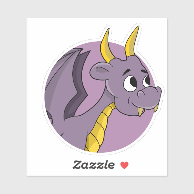 Adesivo Cartoon de dragão roxo Vinheta de corte personaliz (Folha)