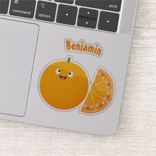 Adesivo Cartoon de fruta de citros de laranja feliz