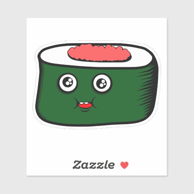 Adesivo Cartoon de Kawaii Sushi - Comida bonita (Folha)