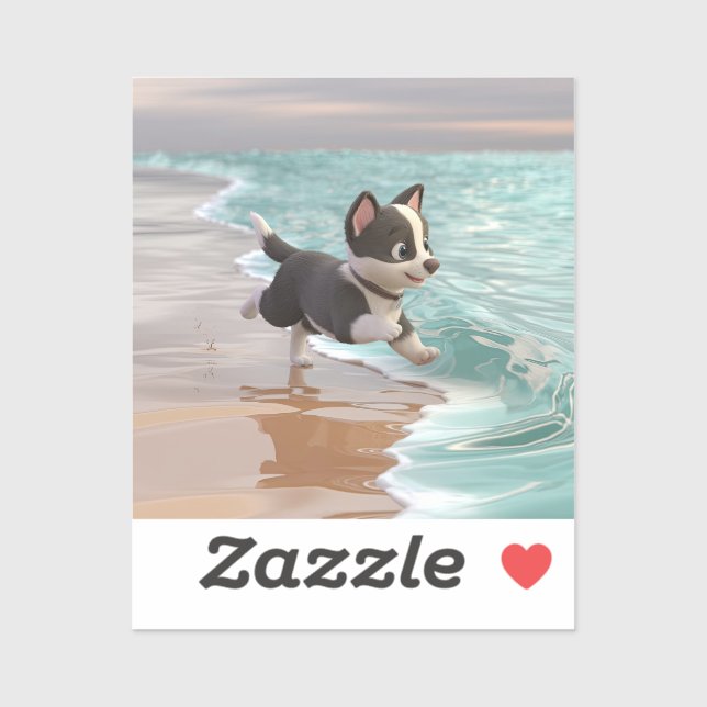 Adesivo Cartoon de pãozinho brincando na praia (Folha)