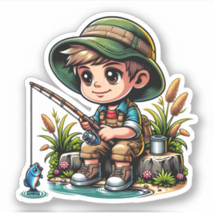 Adesivo Cartoon de Pesca para Meninos