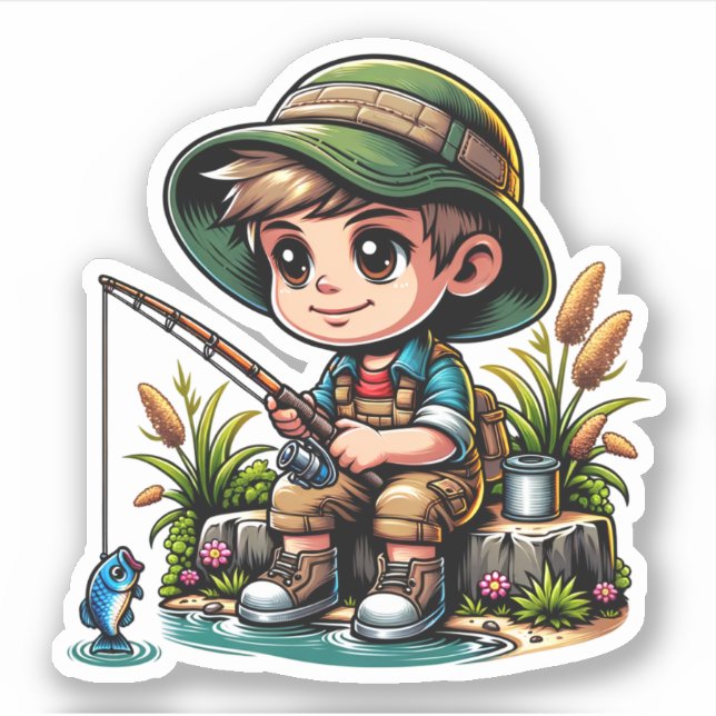 Adesivo Cartoon de Pesca para Meninos (Frente)