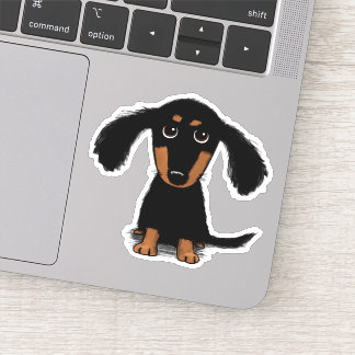 Adesivo Cartoon de preto e marrom-bonito e Tan Dachshund