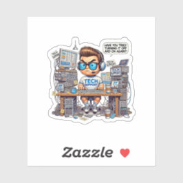 Adesivo Cartoon de suporte técnico engraçado