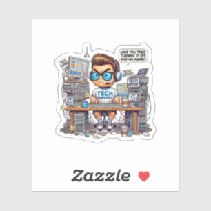 Adesivo Cartoon de suporte técnico engraçado