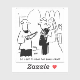 Adesivo Cartoon de Vows de Impressão e noiva.