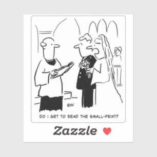 Adesivo Cartoon de Vows de Impressão e noiva.