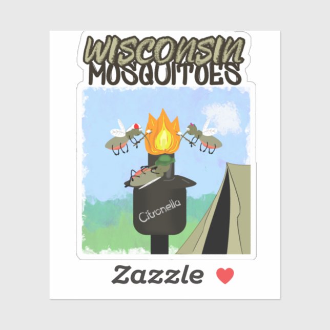 Adesivo Cartoon de Wisconsin Mosquitos - Camping de Tiki (Folha)