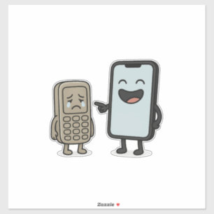 Adesivo Cartoon engraçado - novo smartphone vs telefone an