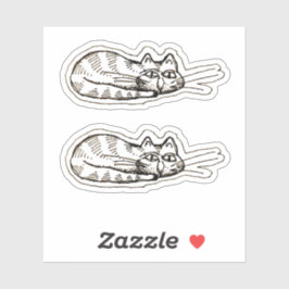 Adesivo Cartoon Funny Cat Doodle Custom-cut Vinyl Stickers