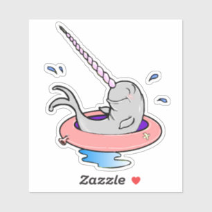 Adesivo Cartoon Funny Cute Kawaii Narwhal Splashing