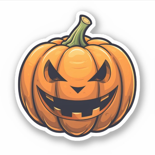 Adesivo Cartoon Jack-O-Lanterna Halloween - Pumpkin Laranj (Frente)
