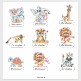 Adesivo Cartoon Jungle Animal e o seu nome Sticker