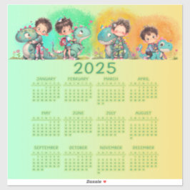 Adesivo Cartoon Quirky Boy & Dinosaur