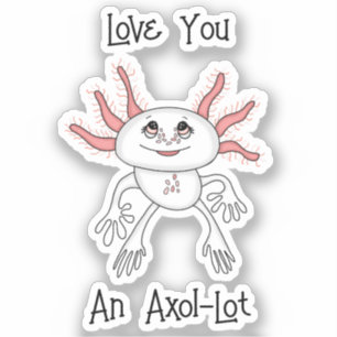 Adesivo Cartoon rosa e branco Axolotl