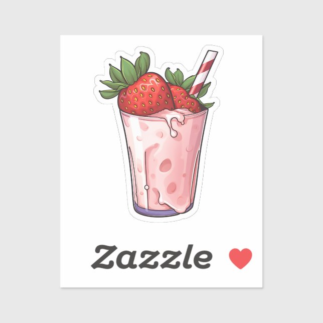 Adesivo Cartoon strawberry milkshake (Folha)
