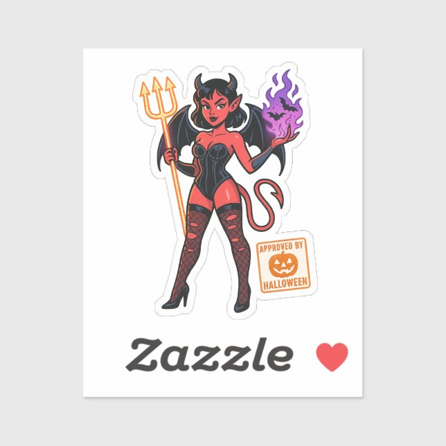 Adesivo Cartoon Succubus de Halloween - Escuro e Reproduto (Folha)
