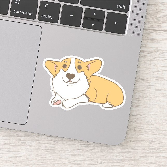 Adesivo Cartoon Welsh Corgi Com Uma Face Doce (Detalhe)