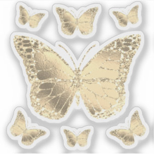 Adesivo cartucho de folha de ouro falso borboletas transpa