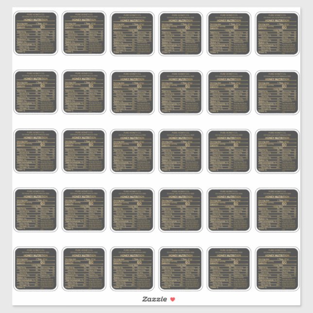 Adesivo Carvões E Rótulos Nutricionais Dourados De Mel (Folha)