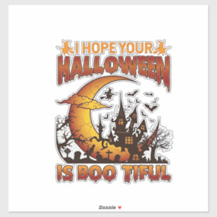 Adesivo Casa Assombrada Boo Tiful de Halloween Lua Crescen