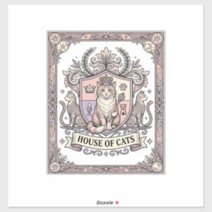 Adesivo Casa De Gatos Brasão De Armas De Heraldica De Gato