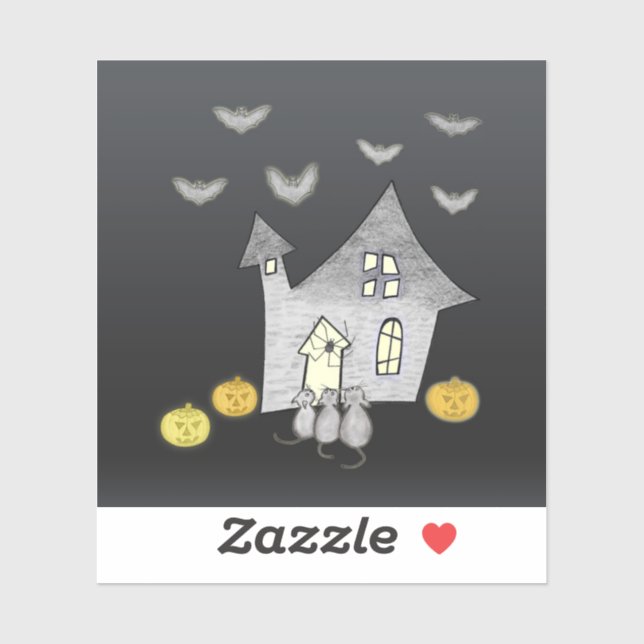 Adesivo Casa De Halloween, Gatos Pretos, Morcegos (Folha)